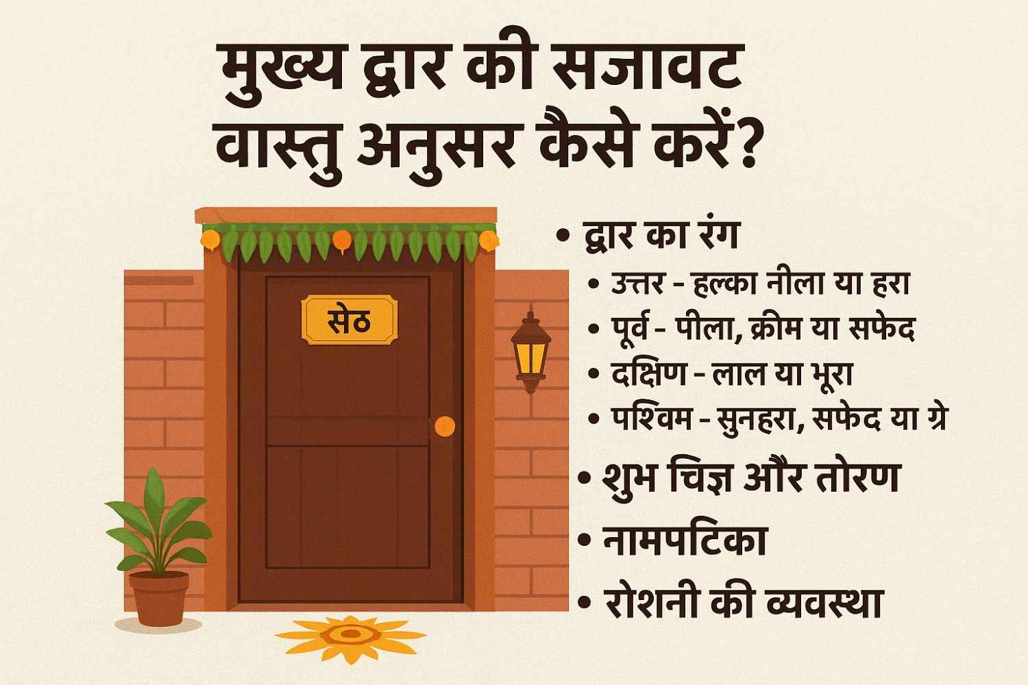 मुख्य द्वार की सजावट वास्तु अनुसार